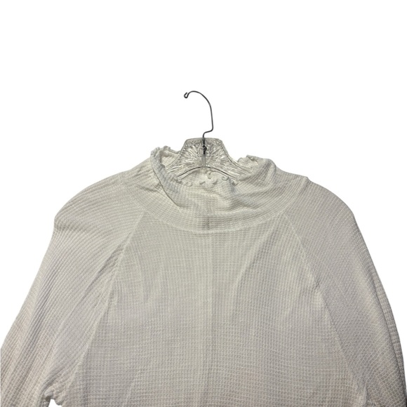 Free People Make It Easy Thermal Long Sleeve Top White XL Fitted Turtleneck Soft - Picture 4 of 7